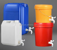 Seau en plastique HDPE de 20L, 120L, 200L, forme carrée/cylindrique avec robinet de contrôle, qualité alimentaire, recyclable, baril à eau avec robinet