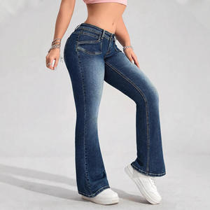 <span class=keywords><strong>Jeans</strong></span> Denim Sexy <span class=keywords><strong>Skinny</strong></span> a <span class=keywords><strong>Vita</strong></span> <span class=keywords><strong>Bassa</strong></span>, Taglio Bootcut, Effetto Invecchiato, Lavaggio Medio, per l'Autunno - Product Image 2