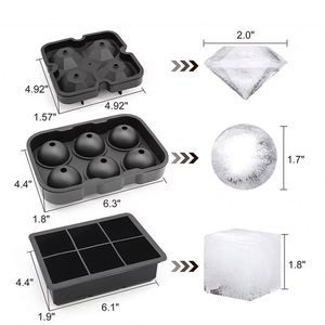 Xdh762 Moule à glaçons en silicone fait main pour whisky et bière, 4/6/8 cavités carrées, rondes ou sphériques - Product Image 2