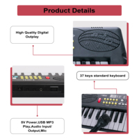 BD MUSIC Kids Toy Music Keyboard 37 Keys Electronic Organ Digital Piano Portable Educational Instruments
