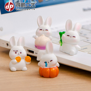 Figurines en résine de lapin créatif Dp, mini décorations animales, artisanat de bureau, accessoires artistiques de jardin - Product Image 4