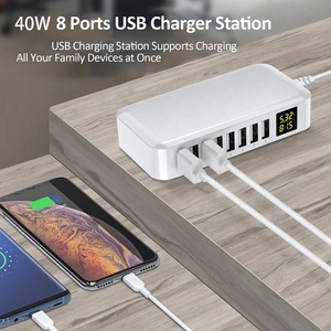 Cargador de pared USB múltiple, adaptador de viaje con pantalla LED, interfaz USB, 8 puertos - Product Image 3