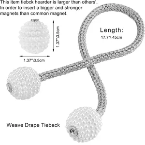 Clips magnétiques décoratifs de rideau en plastique de perle accrochant des œillets de boule <span class=keywords><strong>pour</strong></span> des accessoires de rideau - Product Image 4