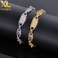 Brazalete de Aleación de Cobre con Trébol de Cuatro Hojas, Estilo Europeo Americano, con Incrustaciones de Diamantes, Tendencia Hip-Hop, Unisex