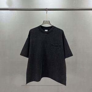 2026 New Arrival Men's Summer Retro Washed Cotton T-<b>shirt</b> Breathable Loose Fit <b>Shirt</b> with Pocket Design - Product Image 2