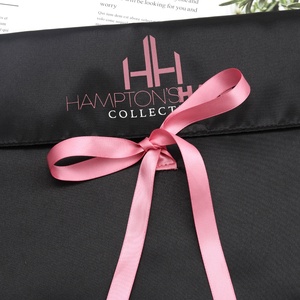 Custom Logo Printed Black Satin Envelope Hair <b>Extension</b> Bundle Wig Gift Packing Luxury Underwear Clothing Dust Silk Pouch Bag - Product Image 4