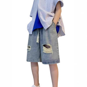 Shorts en velours côtelé déchiré pour homme, style urbain, tendance américaine, respirant, mi-longueur (5/10 pouces), décontracté et ample pour l'été - Product Image 5