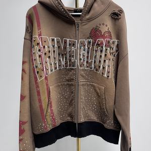 Sweat-shirt épais en coton respirant écologique, style streetwear, personnalisé, lourd, brodé, vintage, délavé à l'acide, en molleton français - Product Image 1