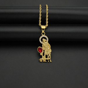 DUYIZHAO Ciondolo Religioso San Lazzaro con Medaglione Hip Hop 'Prega per Noi' Gesù che Cammina, Amuleto per Uomini e Donne, Regalo - Product Image 4