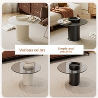 Table basse multifonctionnelle de style Wabi-Sabi moderne avec plateau en verre trempé, table en fer forgé pour petit appartement