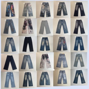 <span class=keywords><strong>Jean</strong></span> droit unisexe imprimé motif palette de peinture à l'huile, denim délavé, streetwear, automne, délavage moyen, taille mi-haute, collection complète - Product Image 1