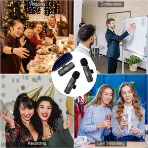 K9 2.4G Mini taşınabilir kablosuz yaka klip mikrofon C yaka mikrofonu için canlı gösteri yayın röportaj Vlog kısa Video - Product Image 5