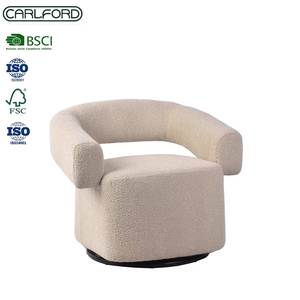 Poltrona Girevole CARLFORD in Stile Nordico, Beige, per Soggiorno e Salotto - Product Image 2