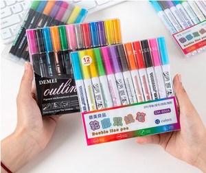 Rotuladores de doble línea, 8/12 colores de sueño, mango blanco, rotuladores de resaltado, tarjetas de regalo, bolígrafos de escritura y dibujo - Product Image 6