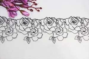 블랙 로즈 나일론 얇은 명주 그물 생생한 다채로운 꽃 자수 레이스 트림 직물 숙녀 브래지어 - Product Image 2