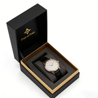 Boîte à montre noire vide de luxe avec logo personnalisé et coussin, boîte de haute qualité pour montres et bracelets