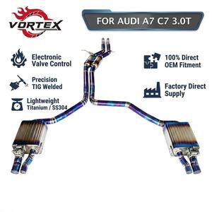 Tuyau de sortie en titane ultraléger Vortex pour Audi A7 C7 3.0T avec silencieux double et sorties d'échappement quadruples bleues - Product Image 1