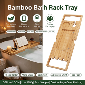 Support de bain en bambou pour spa, organisateur de <span class=keywords><strong>baignoire</strong></span> réglable, <span class=keywords><strong>porte</strong></span>-téléphone et <span class=keywords><strong>porte</strong></span>-verre à vin, vente en gros - Product Image 1