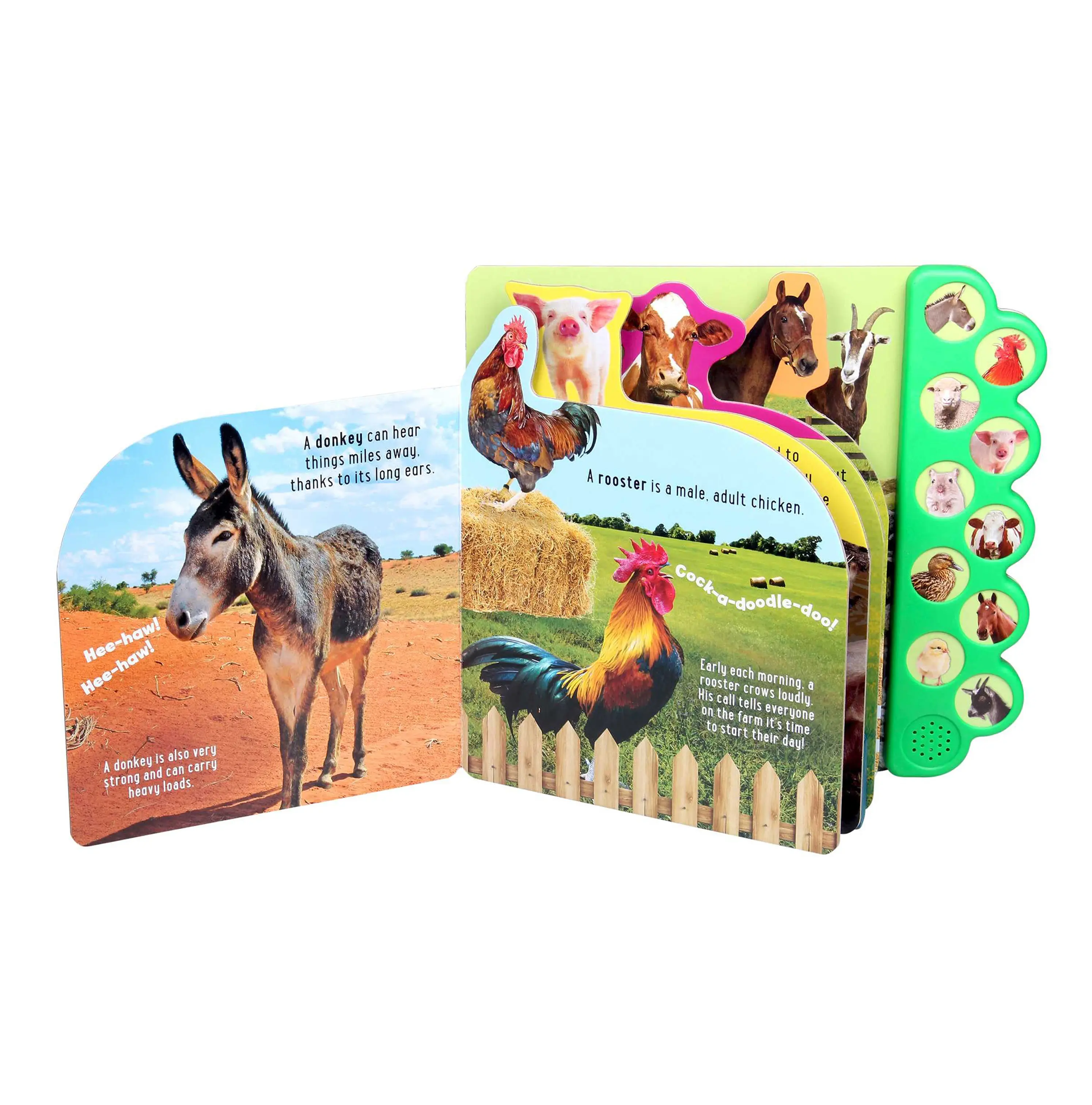 Custom animal learning activities board book 90+ sounds and melodies light-up buttons children audio sound book