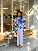 Robe d'été 2026 rayée foncée avec écharpe, ensemble deux pièces imprimé pour femme, taille plus, robe africaine, tunique musulmane