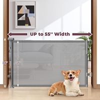 Barrière rétractable pour bébé pour escaliers, porte pour chien en maille de 55 pouces de large, porte pour enfant de 34 pouces de haut pour portes, couloirs, terrasse