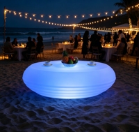Table de bar commerciale moderne avec écran LED lumineux multicolore en forme de champignon, télécommandée, étanche, pour hôtel
