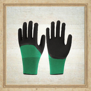 Guantes de Seguridad de Nailon Verde al por Mayor de Fábrica, Guantes de Trabajo Semiconfortables con Recubrimiento de Látex Espumado - Product Image 3