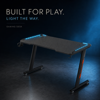 Bureau de jeu AOR réglable en hauteur, tables de jeu avec surface en fibre de carbone, structure en métal, montage facile, design moderne en bois en forme de Z