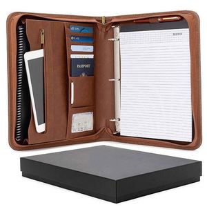 Multi-function PU Leather <b>Documents</b> Organizer <b>Bag</b> Detachable 3-Ring Notepad Files Folder for <b>Documents</b> Zipper Closure Portfolio - Product Image 2