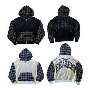 <span class=keywords><strong>Sweat</strong></span>-shirt à capuche en patchwork à carreaux pour <span class=keywords><strong>homme</strong></span> de haute qualité, broderie appliquée, style <span class=keywords><strong>hip</strong></span>-<span class=keywords><strong>hop</strong></span>, coupe ample, fermeture éclair, <span class=keywords><strong>sweat</strong></span>-shirt à carreaux pour <span class=keywords><strong>homme</strong></span> - Product Image 2
