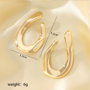Anting-anting lingkaran besar berkualitas tinggi anting-anting kancing tetesan air berongga lingkaran besar perhiasan anting-anting hoop geometris warna emas trendi wanita - Product Image 6