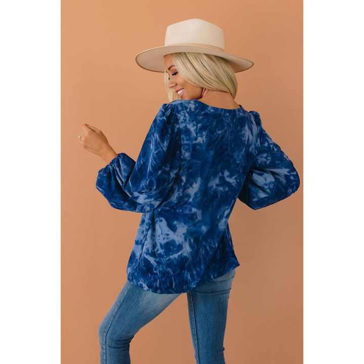 TD Aniston Loose-Fitting Blouse with Balloon Sleeves Ruffled Collar Vintage-Inspired Denim for Casual Party Outfit Free Size