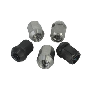 Vàng bị cháy màu xanh cầu vồng Anodized M12 M14 GR5 Titan xe bánh xe <span class=keywords><strong>Lug</strong></span> Nut mở cuối gần cuối - Product Image 1