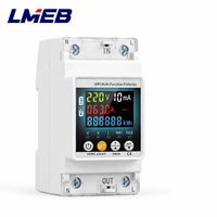 Protecteur de surtension/sous-tension intelligent et réglable WiFi sur rail DIN avec affichage numérique, monophasé/triphasé, en cuivre et PC, 220V