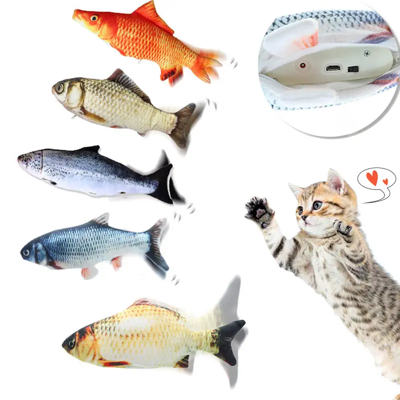 新しいダンス卸売魚猫おもちゃUSB電子面白い動く魚のおもちゃキャットニップ付き