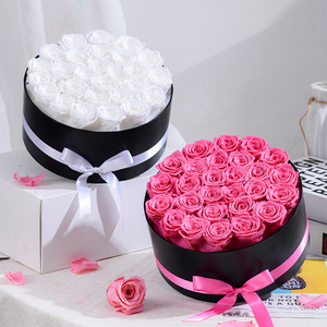 Produit neuf d'usine, 27 roses éternelles en forme ronde dans une boîte cadeau pour mariage, décoration de la maison, Noël, boîte à fleurs éternelles - Product Image 1