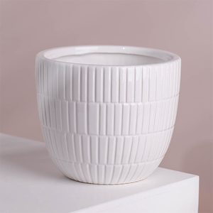 Pots de fleurs en céramique blanc, sculpture extraordinaire, motif irrégulier, pour salon, vente en gros - Product Image 1
