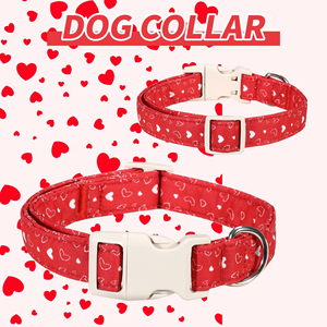 Collier pour chien et chat en polyester, durable, réglable, confortable, lavable, avec décoration florale, série rose, tailles S/T/L - Product Image 5