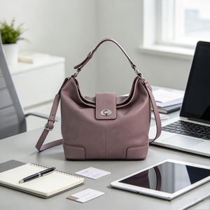 Bolso de hombro suave con cierre giratorio para mujer, con decoración de cadena, correa ajustable, bolso cruzado para mujer, para el trabajo diario - Product Image 3