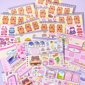 18 unids/pack Fingertip Dressing Sticker Book Cute Fun Children's Handbook DIY Scenography Quiet Book - Product Image 1