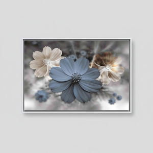 Modern Floral <b>Canvas</b> Art: Elegant Gray Bedroom Decor Print,WHITE <b>FRAMED</b> <b>CANVAS</b> - Product Image 2