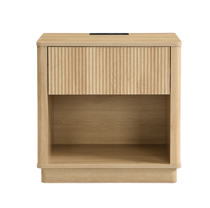 Modern Wood Nightstand with 2 Drawers Outlet & USB Port Eco-Friendly Durable Design for Hotels & <b>Small</b> Spaces - Product Image 2