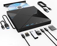 Unidad de CD/DVD Externa 7 en 1, Grabadora de DVD Portátil, Lector USB 3.0 Tipo-C, HUB SD TF para Computadora Portátil, PC, Windows, Linux