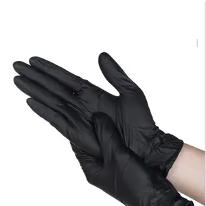 Cheap 9 Inches Black Pure Nitrile Glove High Elastic Tattoo Shop Nail Car Custom Logo Powder Free Nitrile Gloves