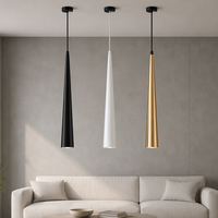 Suspension LED conique conique, tube lumineux 3W 5W 300-600mm, noir, blanc, or pour îlot de cuisine, table à manger