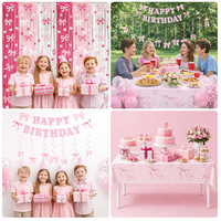 Ensemble de décorations d'anniversaire avec nœuds roses, 70 pièces, fournitures de fête, ensemble de ballons à nœuds pour la décoration de fête d'anniversaire, ensemble de ballons TikTok