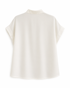 Blusa Elegante sin Mangas para Mujer con Botones Asimétricos y Cuello Simulado para Oficina - Product Image 1