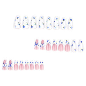 Faux ongles en acrylique blancs style français <span class=keywords><strong>Myrtille</strong></span>, 24 pièces, fabriqués à la machine et semi-artisanaux, à presser, vente en gros - Product Image 2