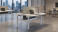 Bureau électrique moderne réglable en hauteur avec gestion des câbles, poste de travail ergonomique pour projets d'entreprise