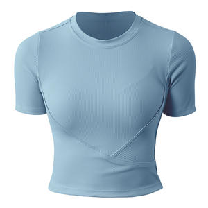 Camiseta Deportiva de Yoga de Manga Corta para Mujer, de Secado Rápido, Informal, para Gimnasio, Holgada - Product Image 4